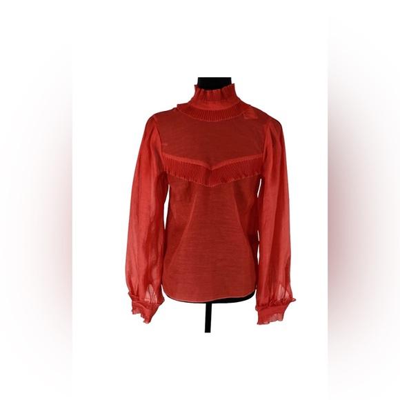 H&M Tops - H&M Scarlet Blouse with Ruffle Trim